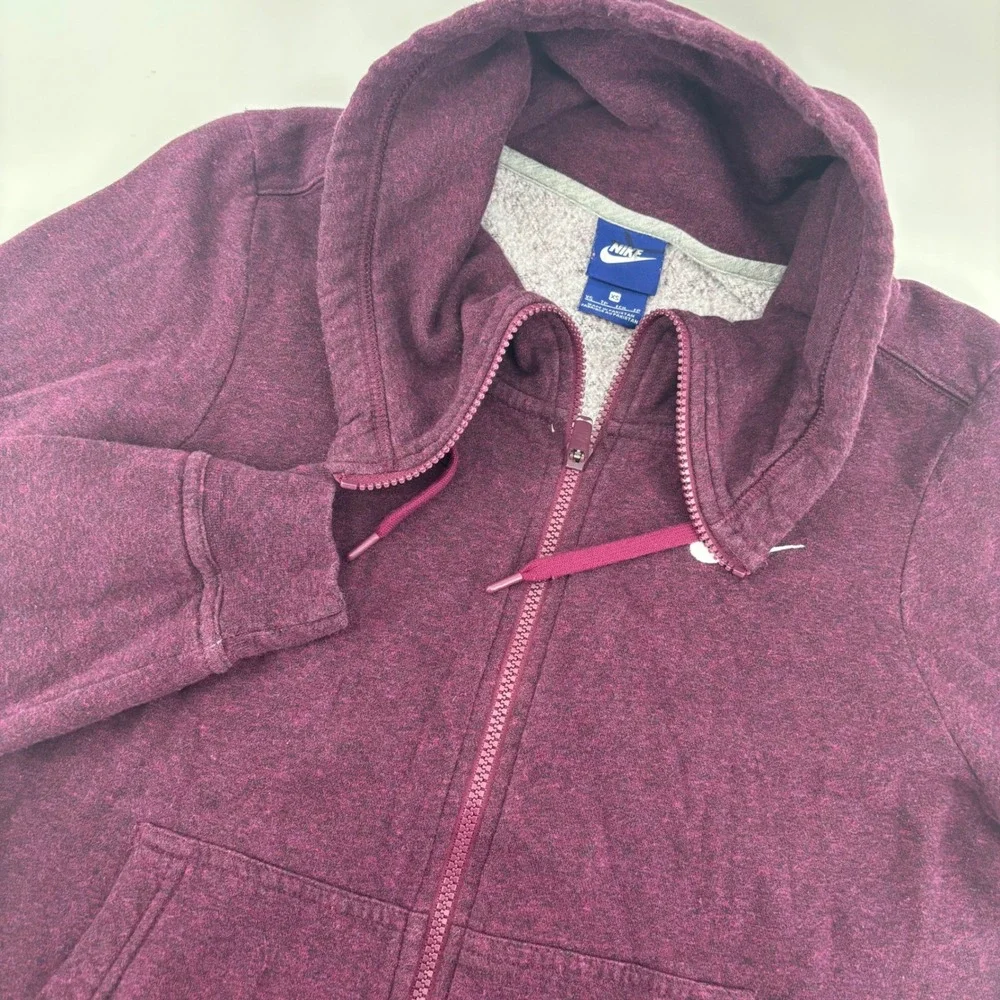 Vintage Nike Full Zip Womens XS Plum Heather Shawl Collar Fleece‎ Blue Label